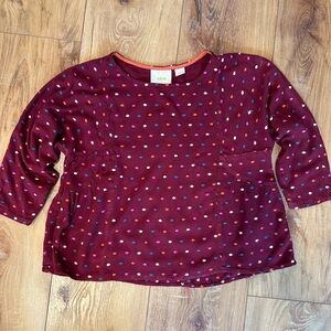 Anthropologie Maeve Women's Polka Dot Top XS - Burgundy